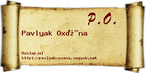 Pavlyak Oxána névjegykártya